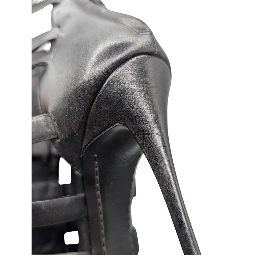 Giuseppe Zanotti Coline Black Leather Gladiator Knee High Cage Heels Size 37.5 - Picture 7 of 10